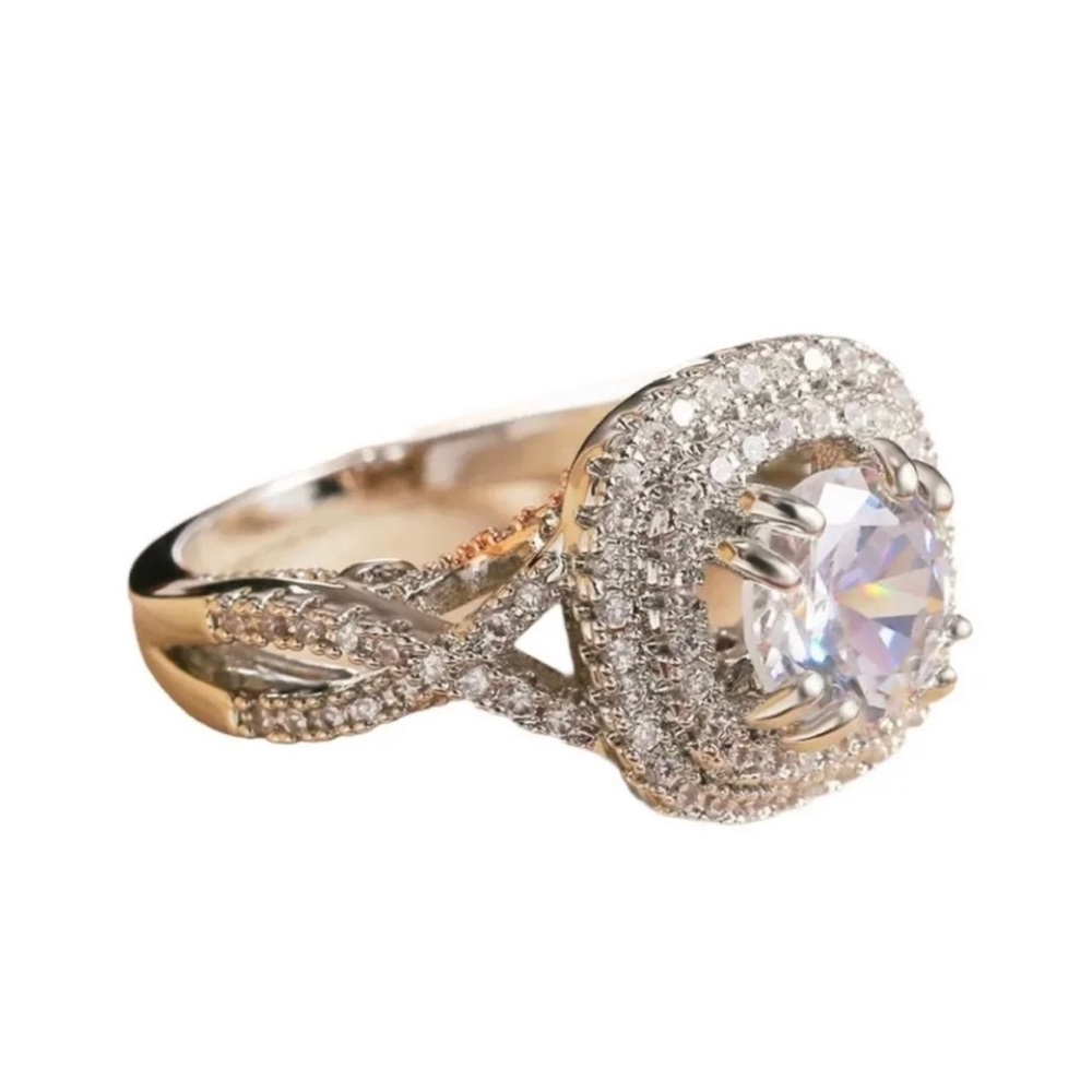 2.85CT Diamond Moissanite Double Halo 14k White Gold Designer Ring